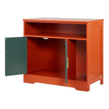 31-Inch Cat Litter Box Enclosure Hidden Cabinet with Shelf & Storage Wooden Kitty House End Table Fits Most Litter Boxes (Red & Green)