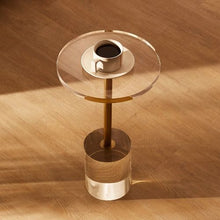 Clear Acrylic End Table 11.9-Inch Round Top 21.4-Inch High Solid Base for Living Room & Bedroom
