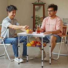 24x16 In Adjustable Folding Camping Table with Mesh Shelf (Silver)