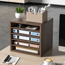 5-Compartment Wooden Literature Organizer with Adjustable Shelves Office & Home Storage EPA Certified (Brown)