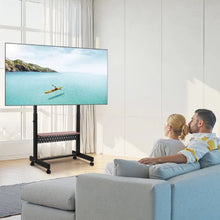 55-100" Rolling TV Stand, Height Adjustable Portable with One-Layer Tray for Home & Office (Double Bracket)