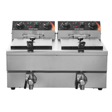 Commercial Deep Fryer 3000W Dual Tank Electric Countertop Fryer 2 x 11.6Qt Stainless Steel with Baskets & Temp Control