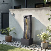 LED 1-Tier Rock Water Fountain 38.6" Floor Standing with Pump & Light Indoor/Outdoor Garden Decor