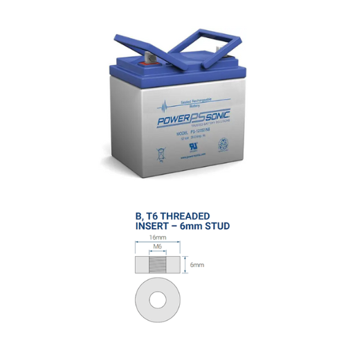 12V 35Ah M6/NB3 Terminal SLA Rechargeable Battery PS-12350 (Pack of 2)