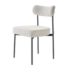 Boucle Dining Chairs with Curved Backrest and Black Metal Legs for Dining Table&Kitchen Table (Set of 2)