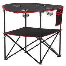 Folding Camping Table – Portable Waterproof Picnic Table with Cup Holders & Carry Bag (Black)