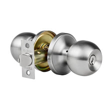 Keyed Entry Door Knob, Satin Nickel Round Ball Locking Door Knob with Thumb Turn, All-Metal Design 587ET-SS-1PK