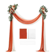 21' Ft Burnt Orange Wedding Arch Draping Fabric Reception Backdrop Wedding Decoration Artificial Wedding Arch Flowers Kit XH-HQ04 (Pack of 4)