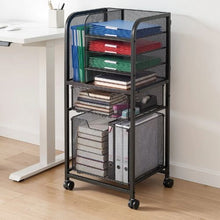 6-Tier Rolling File Cart with Drawers Under-Desk File Organizer 45 lbs Capacity (Black)