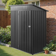 5 x 3 FT Metal Garden Shed Lockable Door 2 Louver Vents Sloped Roof Outdoor Storage (Gray)