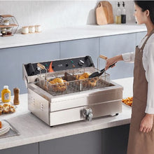Commercial Deep Fryer 3000W Electric Turkey Fryer 30.6Qt/29L Stainless Steel with Basket & Temp Control Silver