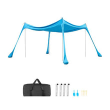 10x10 Ft Beach Tent Sun Shelter UPF50+ UV Protection Easy Pop-Up Canopy with Sandbags & Poles
