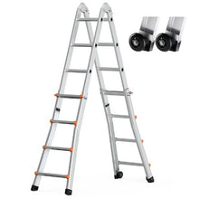 15.5 FT Telescoping A-Frame Ladder Compact Aluminum Extension Ladder 330 LB Capacity