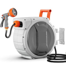100 ft Retractable Garden Hose Reel 5/8" Wall Mounted Hose Reel with 9-Pattern Nozzle & 180° Swivel Bracket