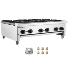 Commercial 6-Burner Gas Stove 168,000 BTU Propane/Natural Gas Range Stainless Steel