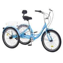 20-Inch Adult Tricycle, 7-Speed Three-Wheel Cruiser Bike with Basket and Adjustable Seat for Seniors & Couples