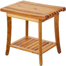 20-Inch Teak Shower Stool Waterproof with Storage Shelf 400 LB Capacity
