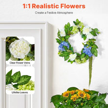 23 Inch Blue and White Green Hydrangeas Roses Year Round Artificial Decorative Wreath WA53361