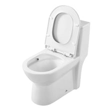 One-Piece Elongated Toilet 1.1/1.6 GPF Easy-Clean Skirted 10" Rough-In (White & Silver)