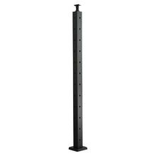 42" Corner Railing Post Black Stainless Steel 1-Pack Pre-Drilled L Holes