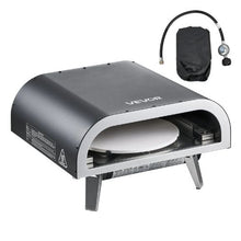 Outdoor Pizza Oven 12" Propane Gas Pizza Maker with Electric Rotation Pizza Stone & Carry Bag (Black)