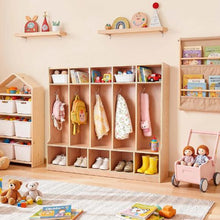 Kids Coat Cubby Organizer 5-Section Wooden Locker with 10 Storage Cubbies