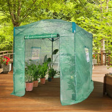 8.7 x 6 x 7.6' Ft High Strength PE Cover with Doors and Windows and Powder-Coated Steel Frame Pop Up Greenhouse WGH-8692-PE-75