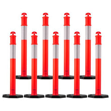 48" Traffic Delineator Posts with Weighted Base & Reflective Strips, Red, for Construction & Parking