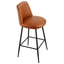 27 Inch Bar Stool Set with Backrest and Metal Legs for Kitchen Dining Room (Brown)