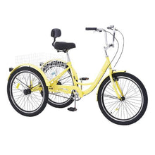 20 Inch Three-Wheeled Bicycles 3 Wheel with Basket & Adjustable Seat for Seniors Women Men