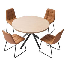 Round Dining Table Set with 4 Upholstered PU Leather Chairs for Small Spaces (5-Piece)
