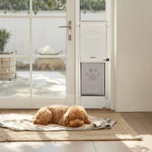 91 to 96 In Dog Door for Sliding Glass Door and Adjustable Height with Metal Rotating Hinges Lock Design for Renters