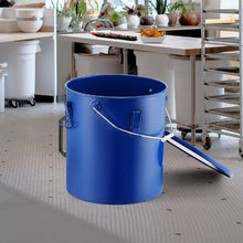 6-Gal Fryer Grease Bucket Carbon Steel Oil Disposal Caddy with Rust-Proof Coating Lid Lock Clips Filter Bag – (Blue)