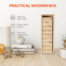 54-Block Tumbling Timber Toy, Wooden Stacking Game with Storage Crate Indoor/Outdoor Family Fun