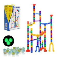 110-Piece Marble Run Set, Glow-in-the-Dark & Glass Marbles, STEM Race Track Toy for Kids