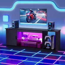 65 In TV Stand Modern Entertainment Center with Adjustable Shelves Console Table for Living Room and Bedroom (Black)