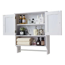 Bathroom Wall Cabinet 2 Doors Adjustable Shelf Over-the-Toilet (White)