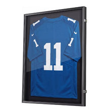 Jersey Frame Display Case 36.4 x 28.3 in Wooden Shadow Box with UV Protection PC Panel Magnetic Lock & Hanger for Sports Jerseys
