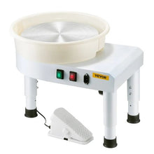 Pottery Wheel 14" Ceramic Forming Machine 60–300 RPM Foot Pedal Detachable Basin (White)