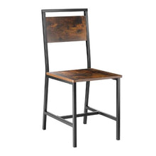 2 Dining Wooden Chairs Set with Metal Frame and Backrest for Kitchen Living Room