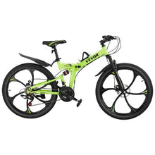 26-Inch Folding Mountain Bike Full Suspension 21-Speed Disc Brakes High Carbon Steel Frame