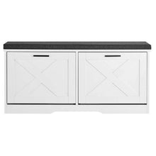 39.4 x 12.0 x 18.7 In Entryway Shoe Storage Bench with Flip Drawers for Hallway Living Room Bedroom (Black + White)