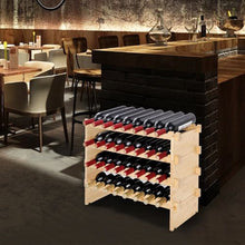 48 Bottle Wine Rack 6-Tier Solid Bamboo Wood Storage Racks for Kitchen Bar (Natural Color)