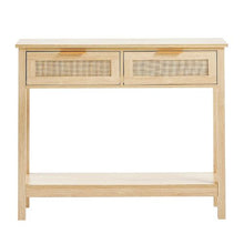 Rattan Console Table with 2 Drawers & Sliding Door