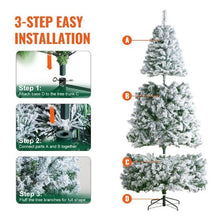 Prelit Flocked Artificial Christmas Tree Xmas with 550 White LED Lights Decoration (7.5FT)