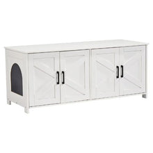 47.2-Inch Cat Litter Box Enclosure for 2 Cats Hidden Double-Room Wooden Cabinet Fits Most Litter Boxes (White)