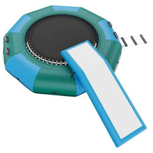 10FT Inflatable Water Bouncer Floating Trampoline with Slide 3-Step Ladder & Electric Air Pump for Pool and Lake