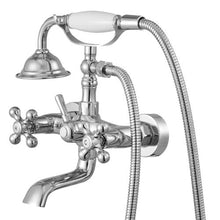 Clawfoot Tub Faucet Wall Mount Bathtub Filler with Handheld Shower Chrome Adjustable Swing Arms & 360° Spout