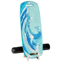 Wooden Balance Board with Roller Magnetic Stoppers & Rack (Blue)