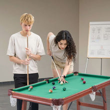 4.5ft Folding Pool Table – Brown Frame Blue Cloth for Family Use Recreation Room